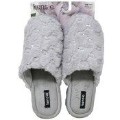 Wholesale - S-XL WOMEN GREY FAUX FUR SLIPPER W/SEQUIN HEARTS KENSIE C/P 18